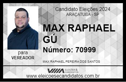 Candidato MAX RAPHAEL GÚ 2024 - ARAÇATUBA - Eleições