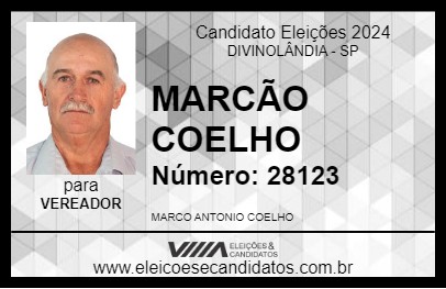 Candidato MARCÃO COELHO 2024 - DIVINOLÂNDIA - Eleições