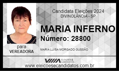 Candidato MARIA INFERNO 2024 - DIVINOLÂNDIA - Eleições