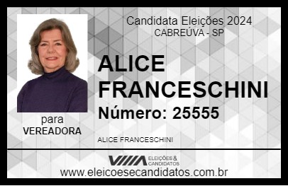 Candidato ALICE FRANCESCHINI 2024 - CABREÚVA - Eleições