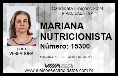 Candidato MARIANA NUTRICIONISTA 2024 - PIRACICABA - Eleições