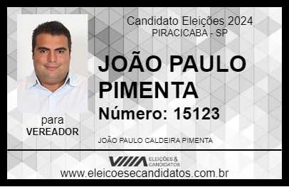 Candidato JOÃO PAULO PIMENTA 2024 - PIRACICABA - Eleições