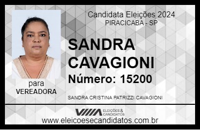 Candidato SANDRA CAVAGIONI 2024 - PIRACICABA - Eleições