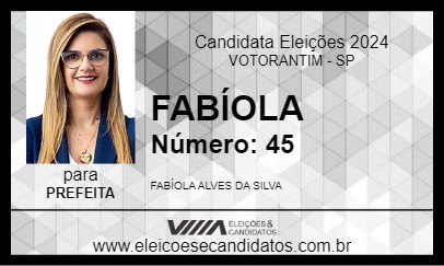 Candidato FABÍOLA 2024 - VOTORANTIM - Eleições