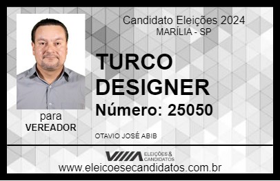 Candidato TURCO DESIGNER 2024 - MARÍLIA - Eleições