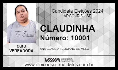 Candidato CLAUDINHA 2024 - ARCO-ÍRIS - Eleições