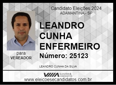 Candidato LEANDRO CUNHA ENFERMEIRO 2024 - ADAMANTINA - Eleições