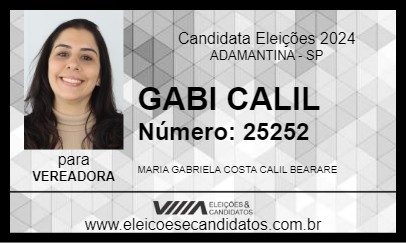 Candidato GABI CALIL 2024 - ADAMANTINA - Eleições