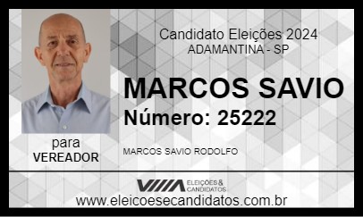 Candidato MARCOS SAVIO 2024 - ADAMANTINA - Eleições