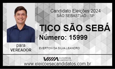 Candidato TICO SÃO SEBÁ 2024 - SÃO SEBASTIÃO - Eleições