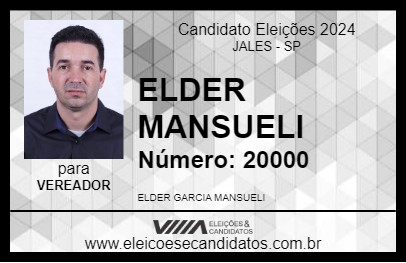 Candidato ELDER MANSUELI 2024 - JALES - Eleições