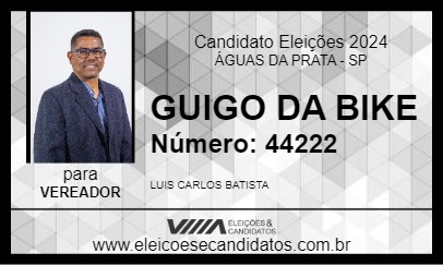 Candidato GUIGO DA BIKE 2024 - ÁGUAS DA PRATA - Eleições