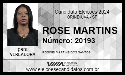 Candidato ROSE MARTINS 2024 - ORINDIÚVA - Eleições