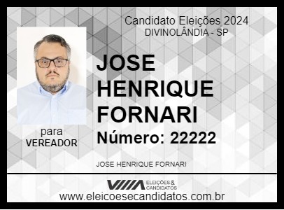 Candidato JOSE HENRIQUE FORNARI 2024 - DIVINOLÂNDIA - Eleições