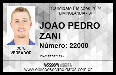 Candidato JOAO PEDRO ZANI 2024 - DIVINOLÂNDIA - Eleições