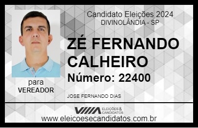 Candidato ZÉ FERNANDO CALHEIRO 2024 - DIVINOLÂNDIA - Eleições