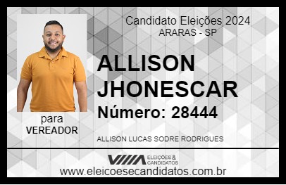 Candidato ALLISON JHONESCAR 2024 - ARARAS - Eleições