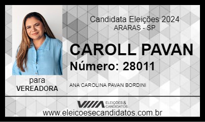 Candidato CAROLL PAVAN 2024 - ARARAS - Eleições