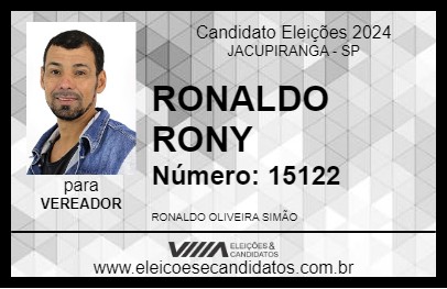 Candidato RONALDO RONY 2024 - JACUPIRANGA - Eleições