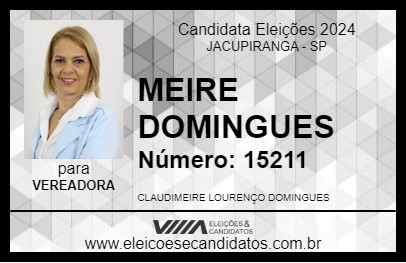 Candidato MEIRE DOMINGUES 2024 - JACUPIRANGA - Eleições