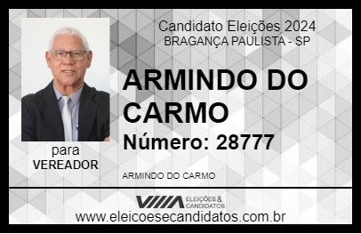 Candidato ARMINDO DO CARMO 2024 - BRAGANÇA PAULISTA - Eleições