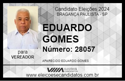 Candidato EDUARDO GOMES 2024 - BRAGANÇA PAULISTA - Eleições