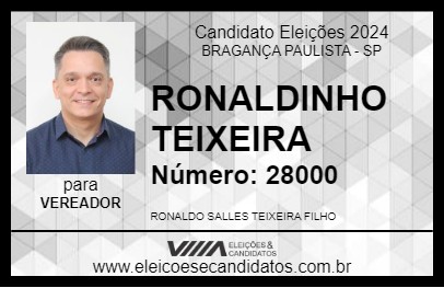 Candidato RONALDINHO TEIXEIRA 2024 - BRAGANÇA PAULISTA - Eleições