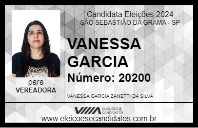 Candidato VANESSA GARCIA 2024 - SÃO SEBASTIÃO DA GRAMA - Eleições