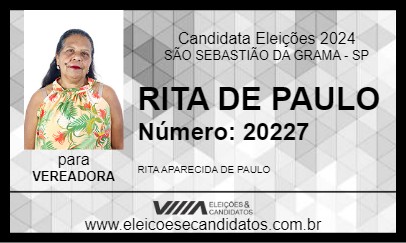 Candidato RITA DE PAULO 2024 - SÃO SEBASTIÃO DA GRAMA - Eleições