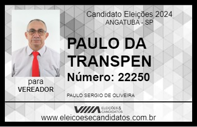 Candidato PAULO DA TRANSPEN 2024 - ANGATUBA - Eleições