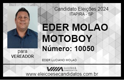 Candidato EDER MOLAO   MOTOBOY 2024 - ITAPIRA - Eleições