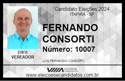 Candidato FERNANDO CONSORTI 2024 - ITAPIRA - Eleições