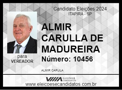 Candidato ALMIR CARULLA DE MADUREIRA 2024 - ITAPIRA - Eleições