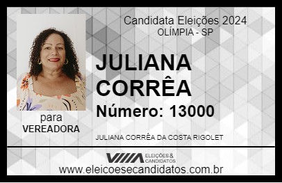 Candidato JULIANA CORRÊA 2024 - OLÍMPIA - Eleições