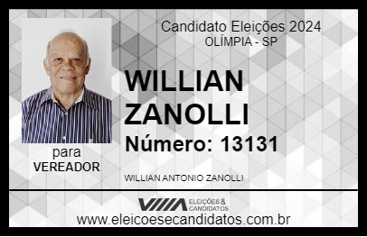 Candidato WILLIAN ZANOLLI 2024 - OLÍMPIA - Eleições