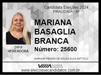 Candidato MARIANA BASAGLIA BRANCA 2024 - PIRACICABA - Eleições