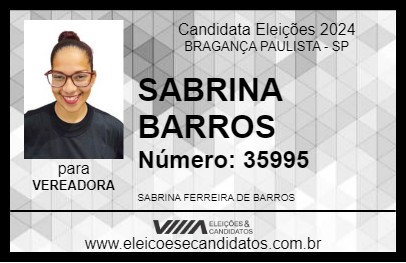 Candidato SABRINA BARROS 2024 - BRAGANÇA PAULISTA - Eleições