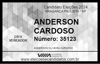 Candidato ANDERSON CARDOSO 2024 - BRAGANÇA PAULISTA - Eleições