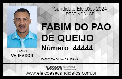 Candidato FABIM DO PAO DE QUEIJO 2024 - RESTINGA - Eleições