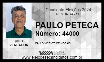 Candidato PAULO PETECA 2024 - RESTINGA - Eleições