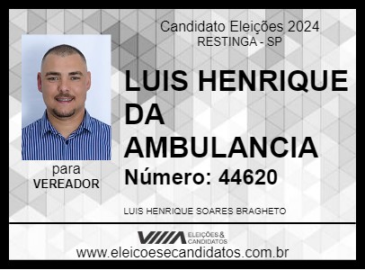 Candidato LUIS HENRIQUE DA AMBULANCIA 2024 - RESTINGA - Eleições