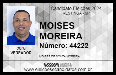 Candidato MOISES MOREIRA 2024 - RESTINGA - Eleições