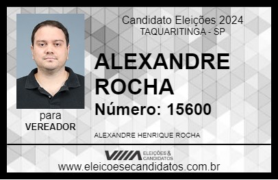 Candidato ALEXANDRE ROCHA 2024 - TAQUARITINGA - Eleições