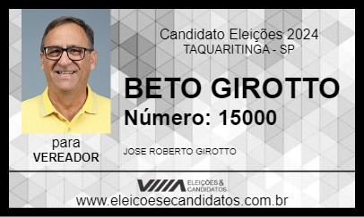 Candidato BETO GIROTTO 2024 - TAQUARITINGA - Eleições