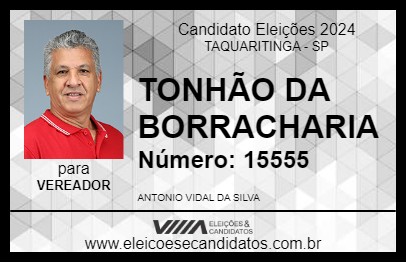 Candidato TONHÃO DA BORRACHARIA 2024 - TAQUARITINGA - Eleições