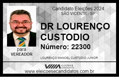 Candidato DR LOURENÇO CUSTODIO 2024 - SÃO VICENTE - Eleições