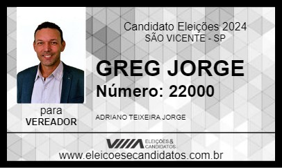 Candidato GREG JORGE 2024 - SÃO VICENTE - Eleições