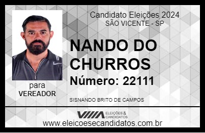 Candidato NANDO DO CHURROS  2024 - SÃO VICENTE - Eleições