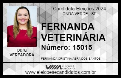 Candidato FERNANDA VETERINÁRIA 2024 - ONDA VERDE - Eleições