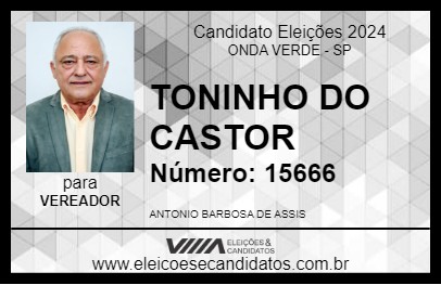 Candidato TONINHO DO CASTOR 2024 - ONDA VERDE - Eleições